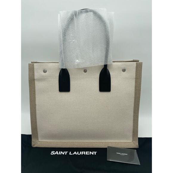 NEW SAINT LAURENT YSL RIVE GAUCHE SUMMER SMALL CANVAS TOTE BAG AUTHENTIC - Picture 6 of 15